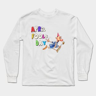 April Fools Day. Running prankster. Long Sleeve T-Shirt